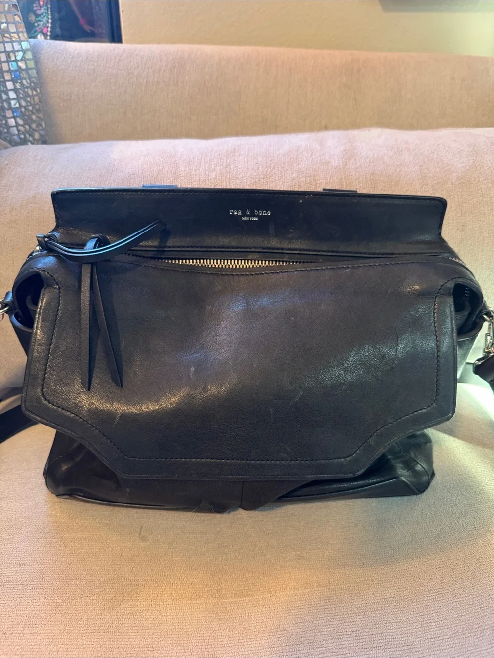 Rag & Bone black leather Pilot satchel